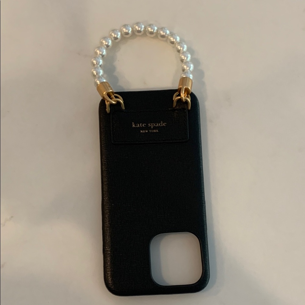 Kate Spade Black I-phone Case with Pearl wristlet